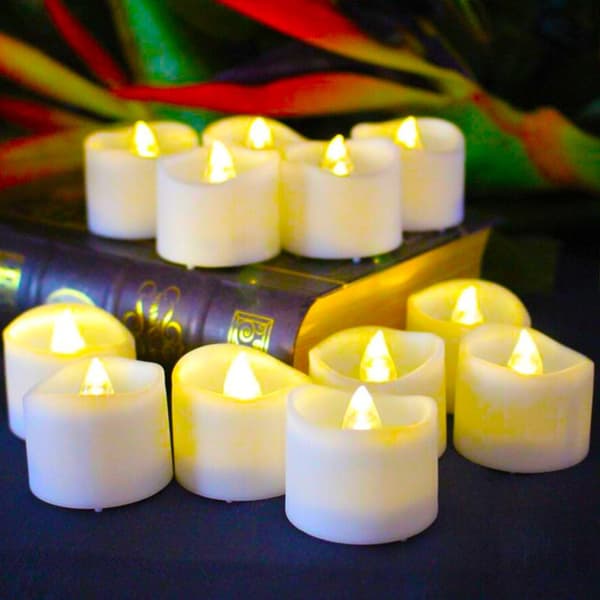 LED telys Flammeløse lys med timer [12-pakning, varmhvit]-FX-