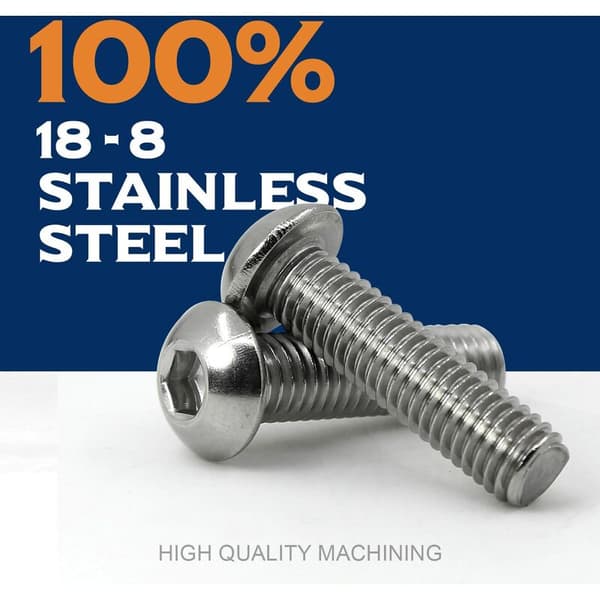 M8 x 80mm 8 pcs Hex Head Bolt with Knob, 304 Stainless Steel Hex Head Bolt, Fully Threaded Bolt