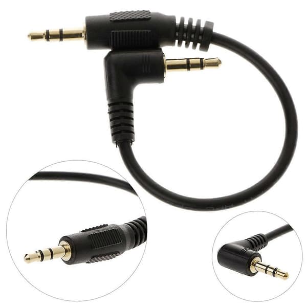 Kort Guld 3.5mm 10cm Han Ret Vinkel Til Han Ret Stereo Bil AUX Lydkabel