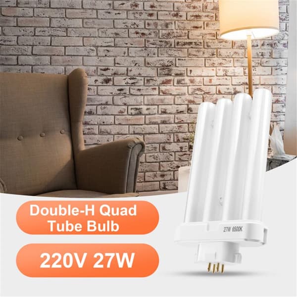 220V 27W 4-Pin Rows 6500K Double-H Compact Fluorescent Tube Light Source