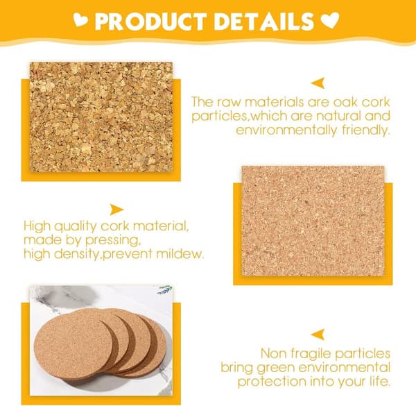 Cork Coasters, 80 Pieces, Round 100x5mm, Heat Resistant for Kitchen and Dining Table