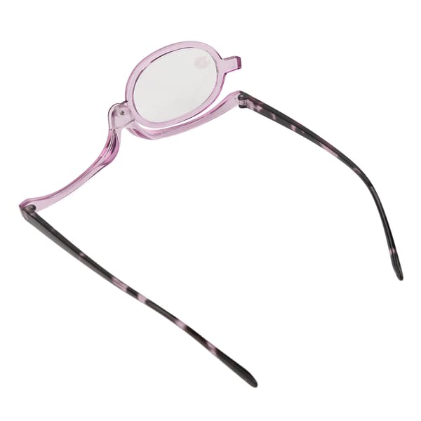 Single-Lens Makeup Glasses Foldable Transparent Purple Frame Rotating Magnifying Cosmetic Glasses +1.50