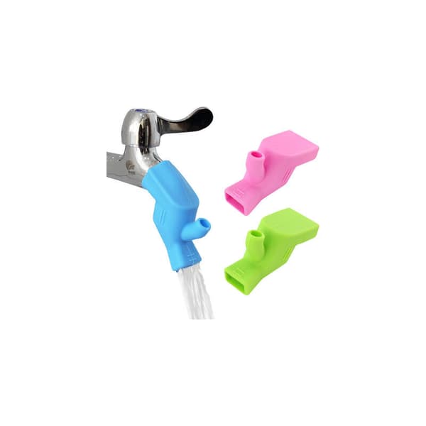 3 st köksblandare förlängare gummi elastisk pip guide barn spara kran förlängare badrumstillbehör (grön + blå + rosa)