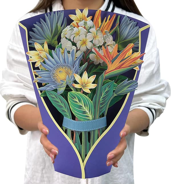 3D Pop Up-kort, 12 tommer evige blomsterbuketter gratulasjonskort