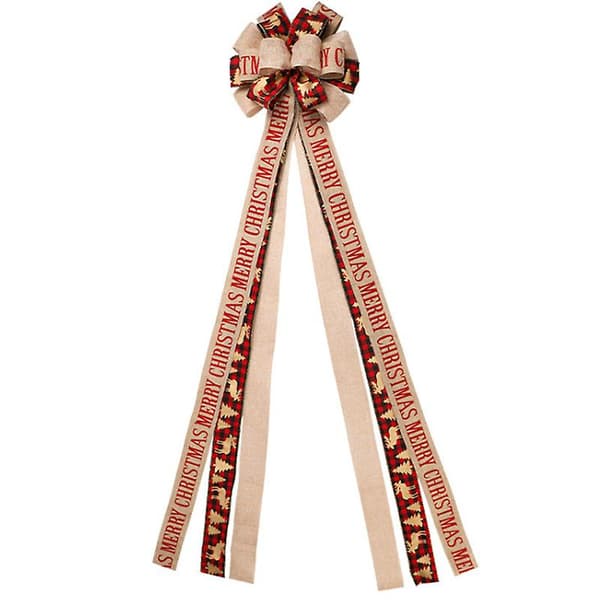Julebrev Guld Rensdyr Ornament Rosetter, Rød Og Sort Bøffelternet Roset Til Julepynt