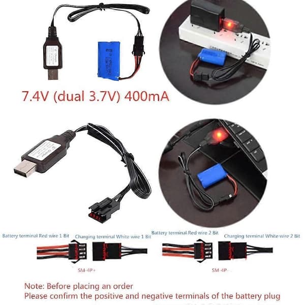 7.4V SM4P Omvendt Oplader 4-bens Lithium Batteri USB Omvendt Ladekabel