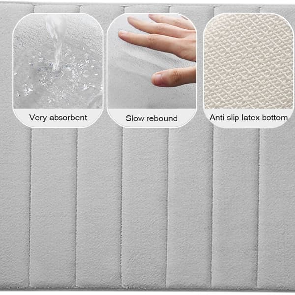Badeværelsesmåtte i Memory Foam, skridsikker fløjl, blød og behagelig, vandabsorberende - Grå
