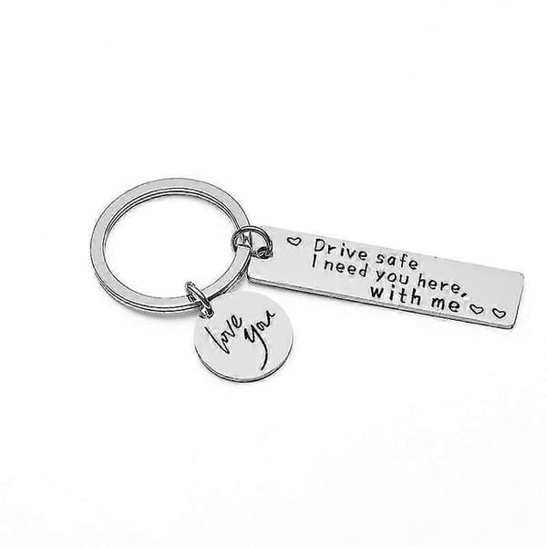 Keychain \"Drive Safely\" Stainless Steel Silver (1-pack)