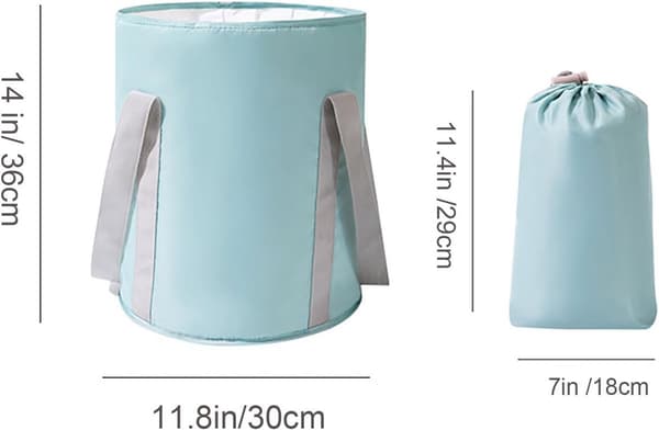 Foldable Foot Bath Kit, Portable Deep Basin, Non-slip and Water Marks, Travel Camping Home, Light Blue 36x30 cm 2-pack