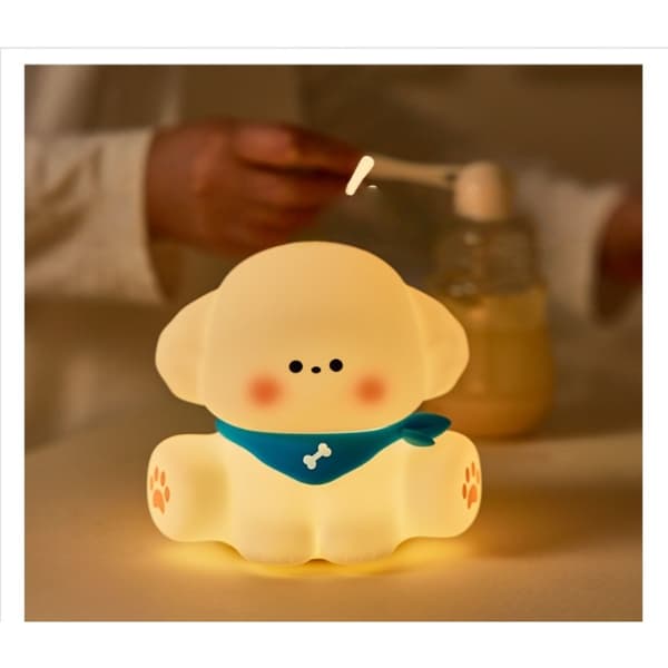 Puppy Silicone Night Light with Tap Activation - Soft Bedside Lamp, 3-Level Dimmable Warm Lighting, USB Rechargeable