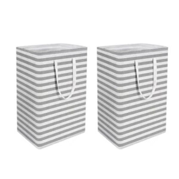 2 pcs Laundry Basket Reinforced Long Handle Precise Stitching Foldable Fabric Baskets for Home