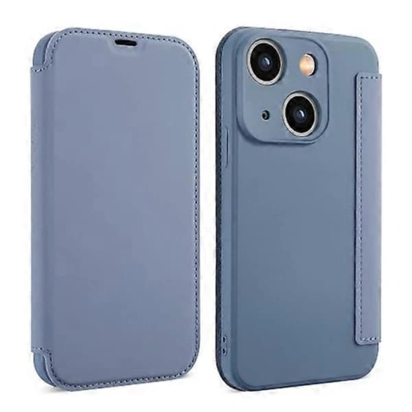 För iPhone 15 Mobilskal i konstläder med flytande känsla och kortplats