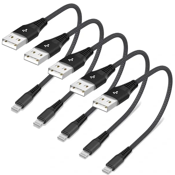 QU-5-pack lyhyt Lightning-kaapeli (20 cm). iPhone-pikalatauskaapeli USB