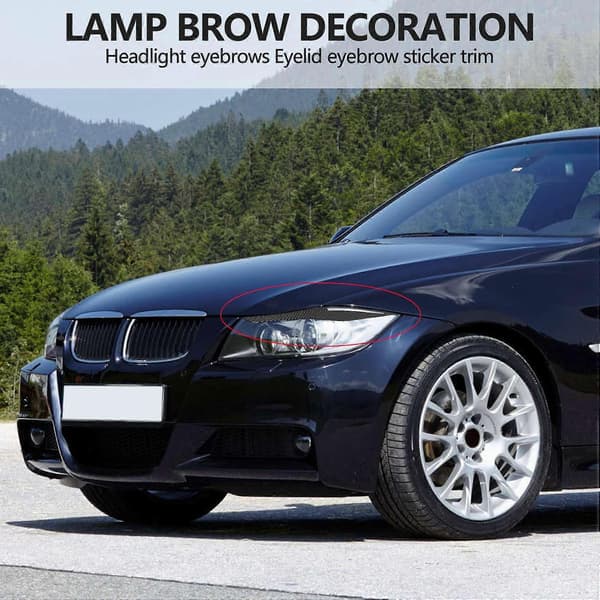 Carbon Fiber Headlight Eyelid Eyebrow Cover Decals Trim for E90 E91 328I 335I 2006-2011