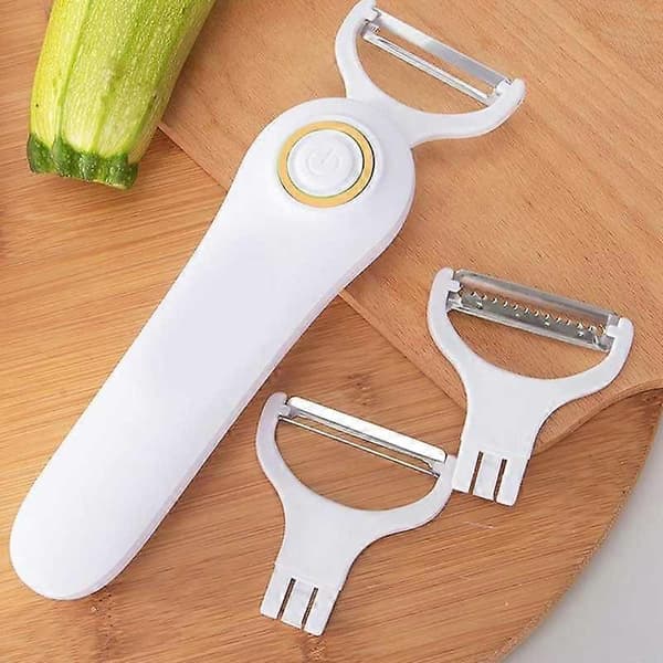 Electric Peeler, Portable USB Rechargeable Fruit and Vegetable Peeler with 3 Cutter Heads, Kitchen Tool for Home