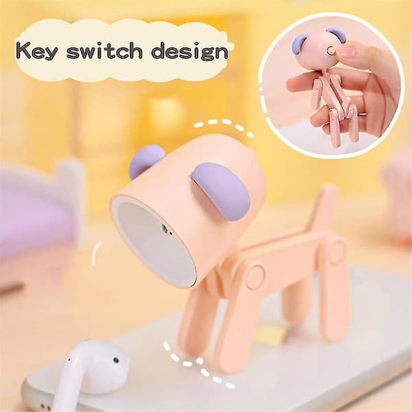 Cute Pet Night Light Decorative Ornament Gift Portable Mini Phone Holder Creative LED Desk Lamp (Deer, Yellow)