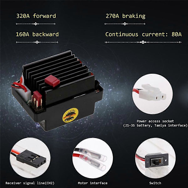 Electronic Speed Controller 320A RC ESC 2S 3S Remote Control Boat Spare Parts