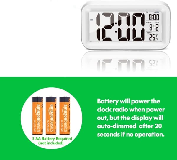 Upgraded Digital Alarm Clock, 4.3\" LED Display with Temperature, Portable Battery Operated Alarm Clock for Bedside