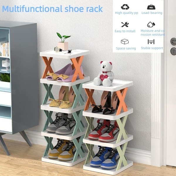 1 pc Shoe Rack, Shoe Storage, Slim Shoe Rack, Removable X-shaped Shoe Rack, Multi-layer Shoe Rack Blue 7 7