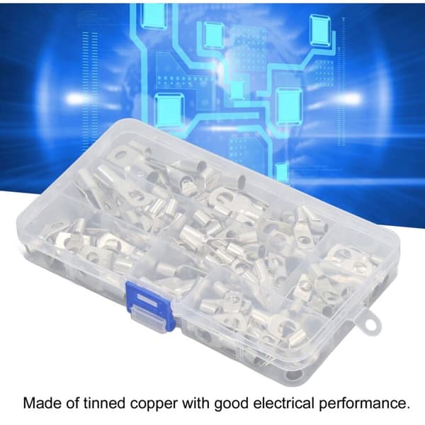 120 Pcs Copper Electrical Ring Terminals for Cable Connections, Compatible with Machines and Vehicles