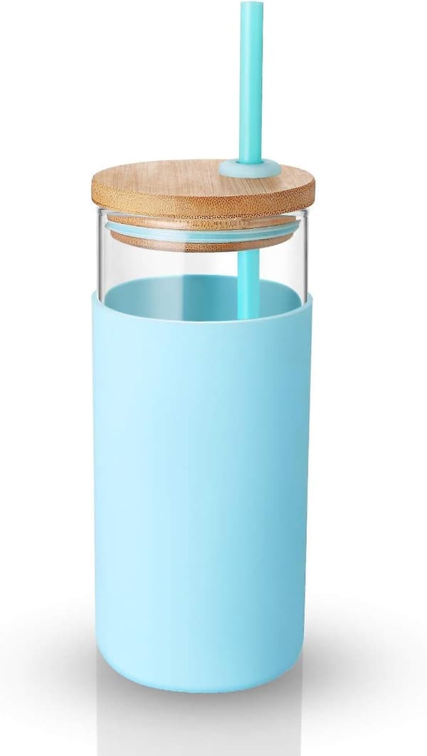 20oz Glasmugg Sugrör Silikonskyddshylsa Bambulock - BPA-fri