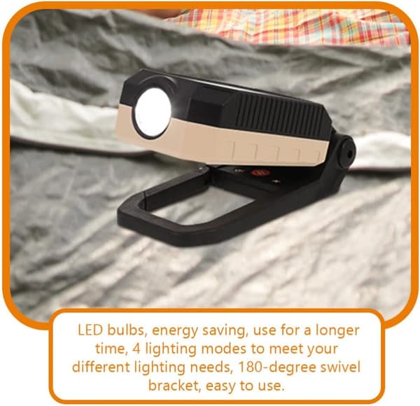 Portable LED Work Light for Outdoor, Rechargeable, Camping Lamp, COB