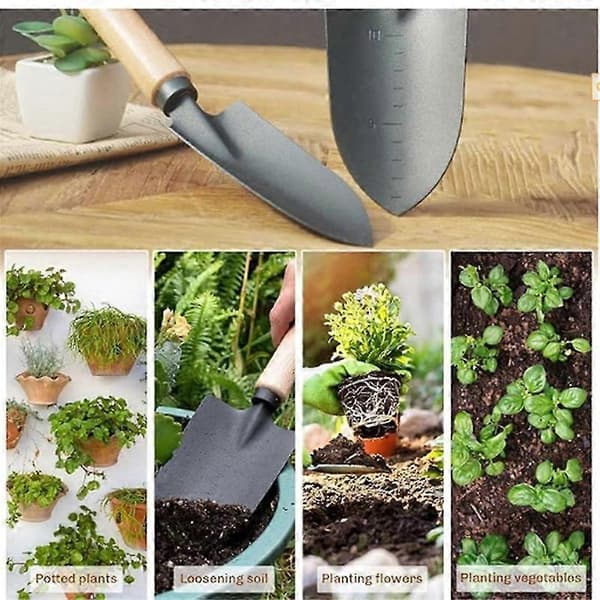 2 stk Multifunksjonell Hagespade Sett for Hagearbeid og Camping Kraftig Spade med Trehåndtak Håndspade
