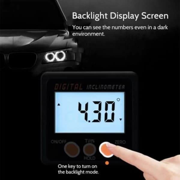 TS-Digital Inclinometer 0–360° - Electronic Protractor - Aluminum Alloy Shell - Digital Angle Gauge - Magnetic Base (Cordless) I
