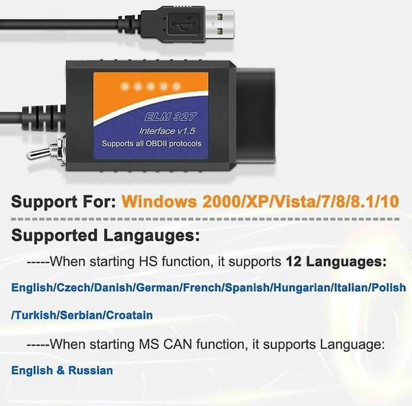 Til Ford Forscan ELM327 USB Modificeret OBD2 Scanner V1.5 MS-CAN HS-CAN Fejlkodelæser Scanner