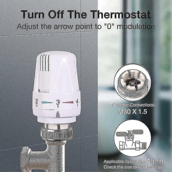 Termostatisk radiatorventil, Erstatning til radiatorventil, M30 X 1.5 Erstatningshoved til radiatorventil, TRV Termostathoved Radiator til hjemmet [DB]