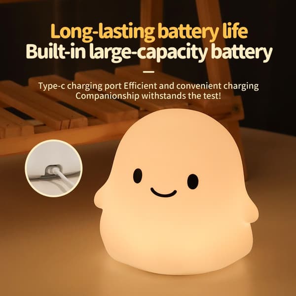 Ghost Warm Night Light - Silicone Touch Lamp with Adjustable Brightness