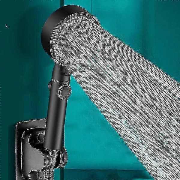 High-pressure manual shower head, with 5 sprays 5-setting pressurized shower (black)