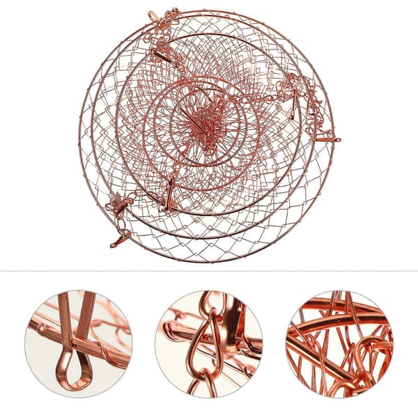1 Set 3-Tier Flower Basket Wire Hanging Fruit Basket Foldable Hanging Basket
