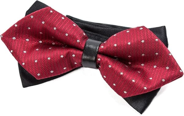 Men's retro style bow tie with elegant diamond tip, hook knot and adjustable