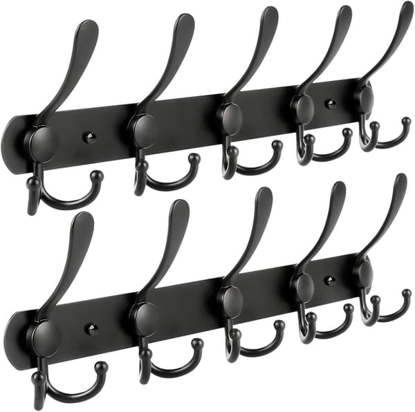 Wall Mounted Coat Racks, 2 Pack with 10 Hooks, Wall Mounted Rail in DXGHC