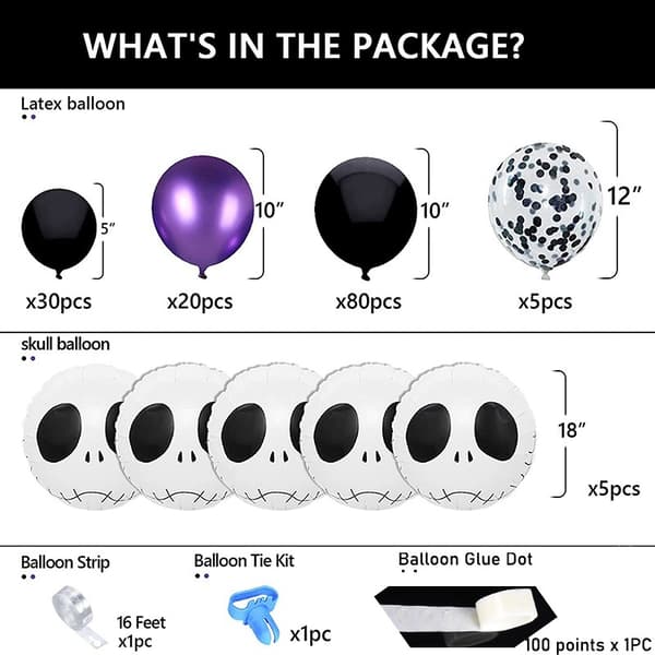 143 kpl Halloween musta violetti ilmapallokaariseppelesarja pumpulla
