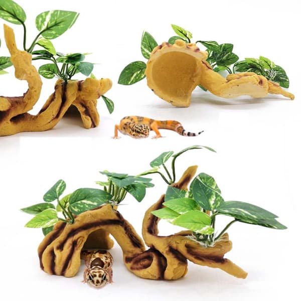 Stor bronse drivved reptil gjemmested - Harpehule for terrariumdekorasjon