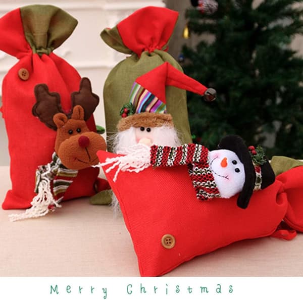 Christmas Santa Sacks with Zipper, 3D Design Fabric Christmas
