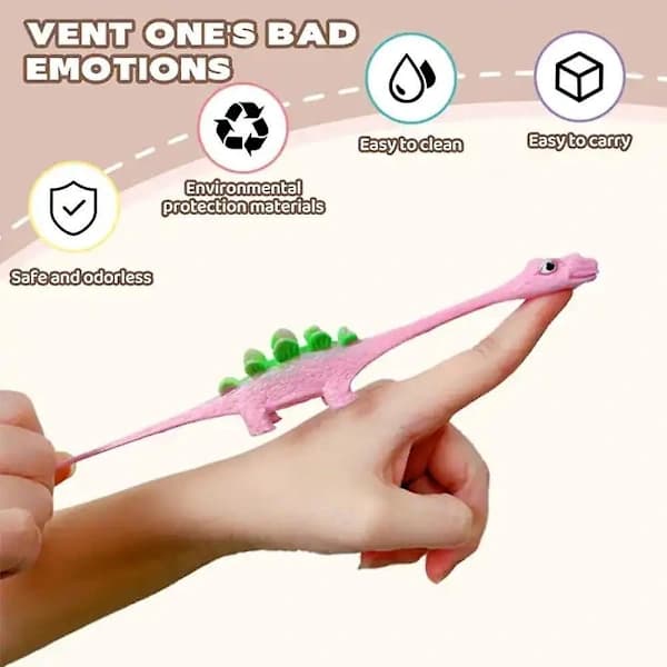 10 stk. sprettert dinosaurfingerleker, flygende spill, stressreduserende elastiske