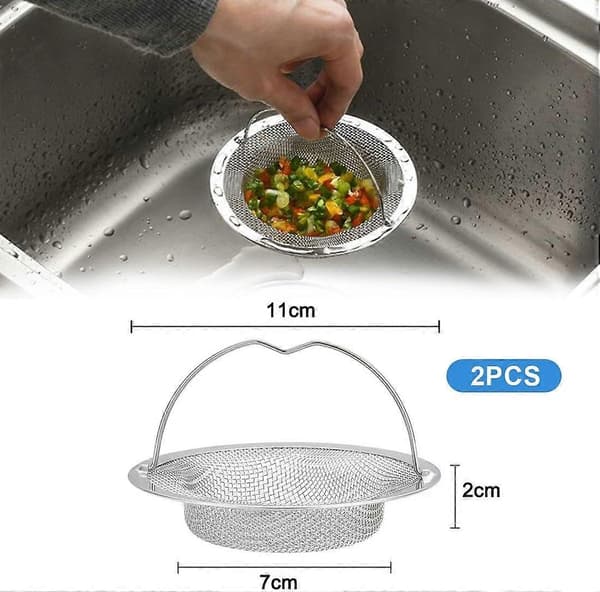 2 stk. vaskefiltre, vaskefiltre i rustfrit stål, vaskefilter