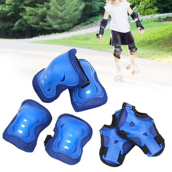 6 st Barnsäkerhet Skateboard Skyddsutrustning Armbågsskydd Handledsskydd Cykling Knäskydd Blå