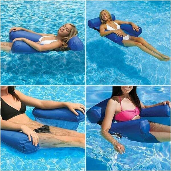 Oppustelig Pool Hængekøje 100x120 cm Flydende Stol Madras til Pool Strand Ferie