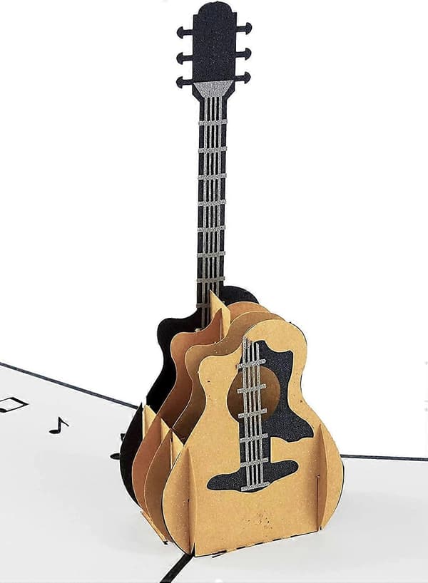 Gitarrdesign 3D Pop Up-kort Grattiskort Födelsedagskort Gitarrgåva Musikgåva Till Gitarrist Musiker