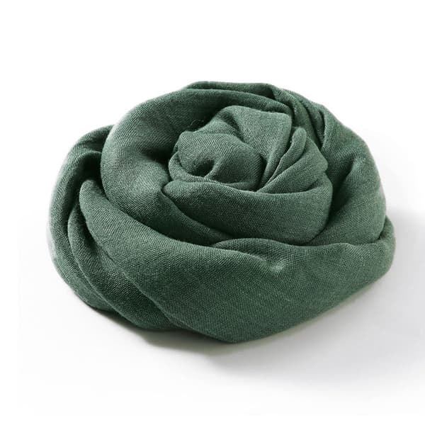 Bomull linneskjerf, bredt linnesjal, ensfarget skjerf, grønn