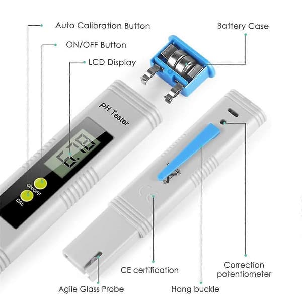 Digital pH Meter, 0.01 pH Water Quality Tester with 0-14 pH Measurement, Water pH Tester for Household Drinking Pool