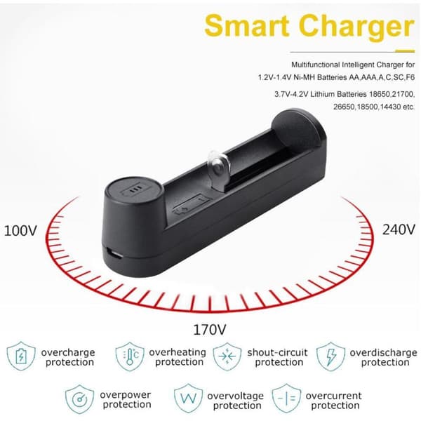 18650 Lithium Batterioplader 26650 21700 18340 C1