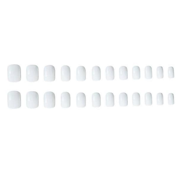 New 24 Pcs False Nails Pure White Short Paragraph Round Square Head Comfortable False Nails