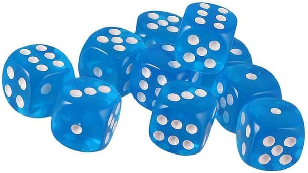 10 stk. 16 mm D6 polyedriske akrylterninger (himmelblå) for DND Dice RPG MT