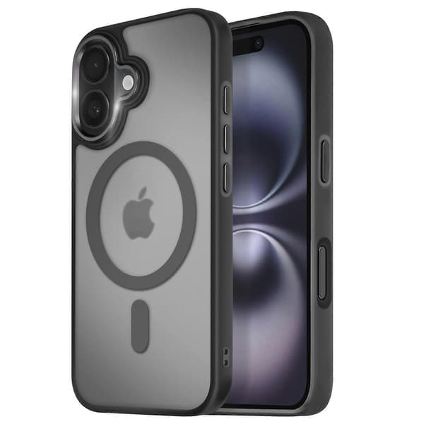 MagSafe-kotelo iPhone 16 Plus -puhelimelle, matta, himmeä takakansi, musta