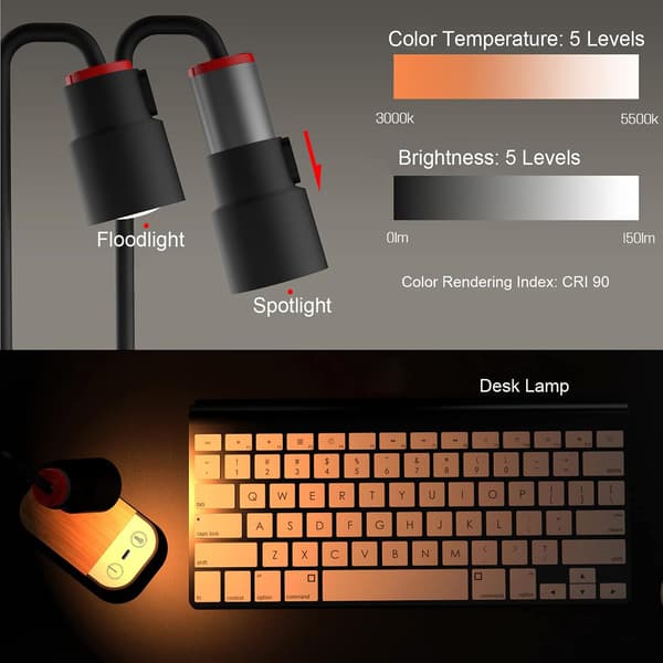 Batteridriven LED-vägglampa, dimbar touch sängbordsläslampa